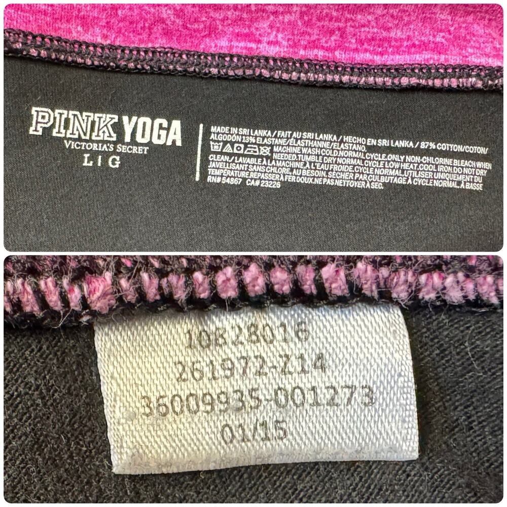 Y2K Vintage Victoria’s Secret PINK Black Fold Over Yoga Leggings Dog Logo Size L - Picture 8 of 8